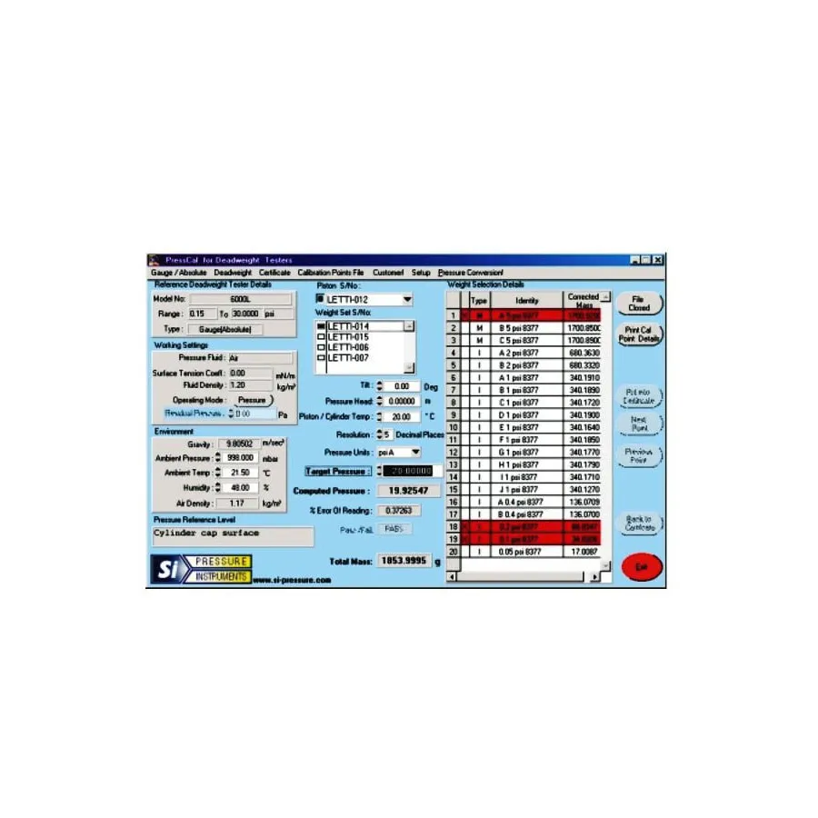 Logiciel d'étalonnage Fluke PRESSCAL