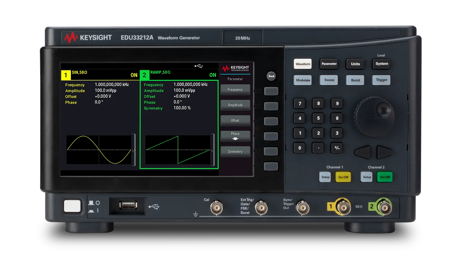 Générateur de fonctions/formes d'onde arbitraires bicanal Keysight EDU33212A