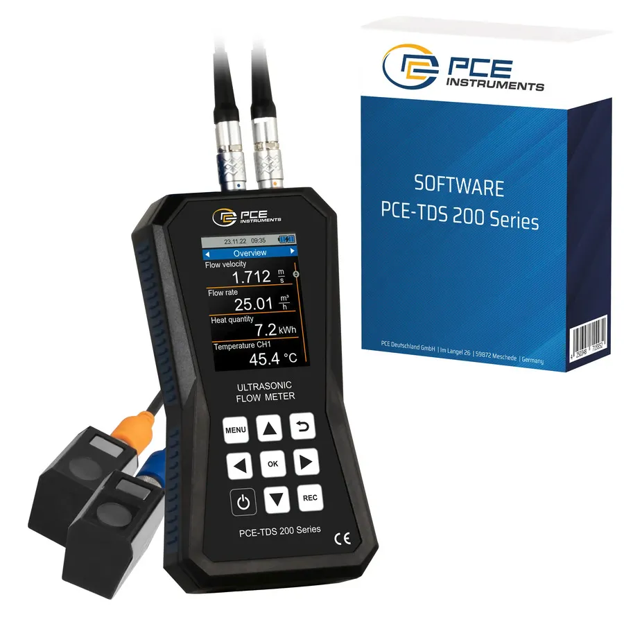 Kit débitmètre ultrasonique PCE Instruments PCE-TDS 200 S-SW-KIT avec logiciel