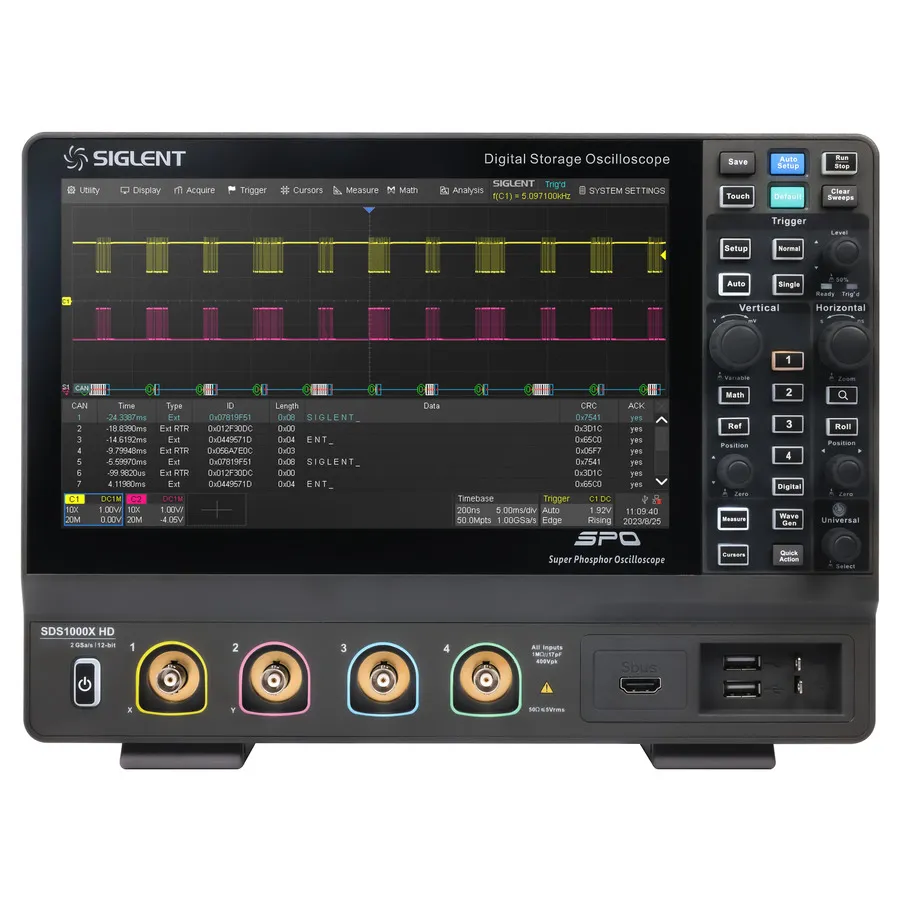 Oscilloscope Siglent SDS1102X HD à signaux mixtes