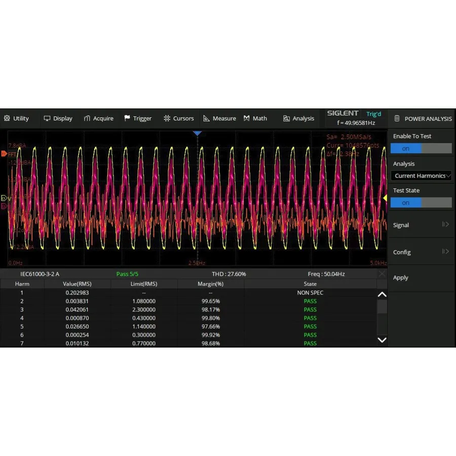 Logiciel d'analyse de puissance Siglent SDS3000HD-PA