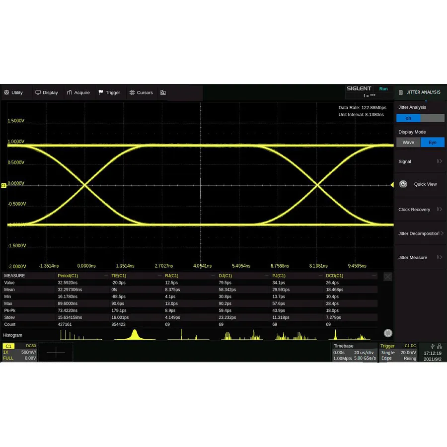 Option Siglent SDS6000L-EJ Diagramme d'œil/Analyse de gigue