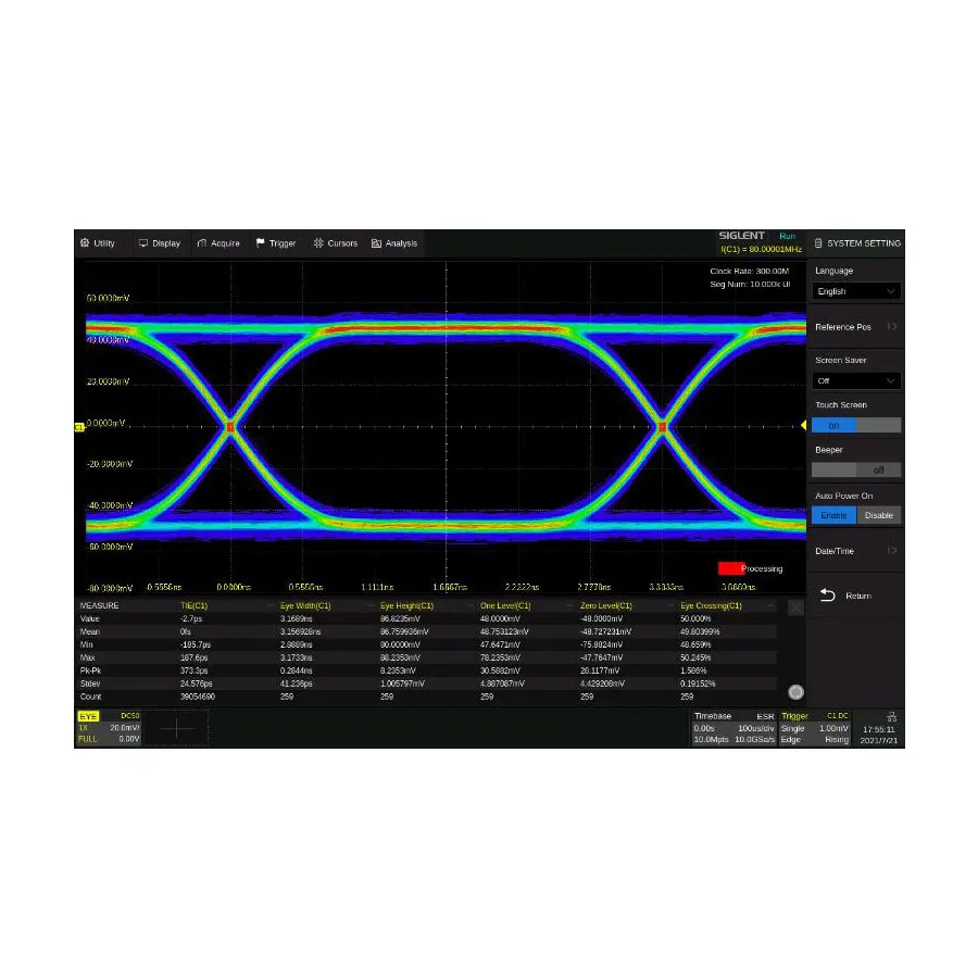 Logiciel d'analyse du diagramme d'œil et de gigue Siglent SDS6000Pro-EJ