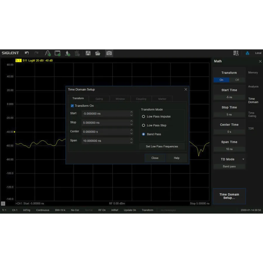 Siglent SNA5000-TDA Logiciel d'Analyse du Domaine Temporel