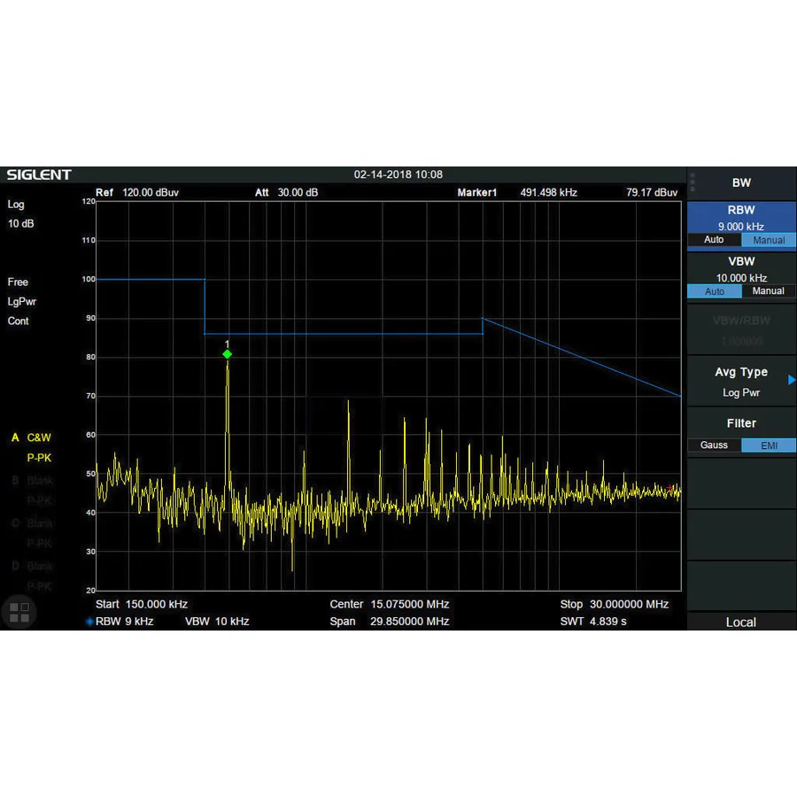 Option Filtre et Détecteur EMI Siglent SSA3000XR-EMI