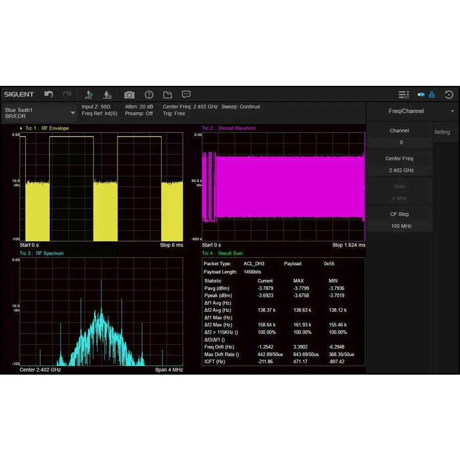 Logiciel de mesure de signal Bluetooth Siglent SSA5000-BT